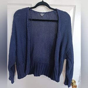 Aerie Blue open weave Cardigan oversized small coastal grandma